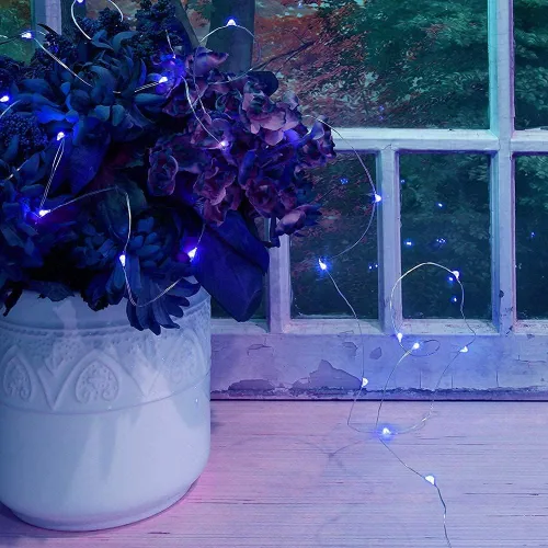 Miniatura 6 de Guirnalda de luces LED con energía solar actualizada, 8 modos, resistente al agua, IP65, iluminación intermitente, para interior y exterior, Azul