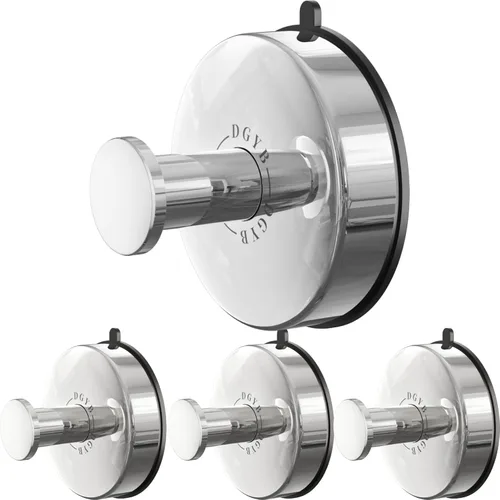 Miniatura 19 de DGYB Ganchos de ventosa para ducha, juego de 4 ganchos extraíbles de acero inoxidable para toallas de baño, ventana de vidrio, puerta, pared y Juego