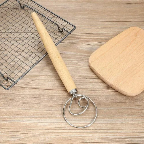 Miniatura 8 de Batidor de masa danés, herramientas para hacer pan, gancho de masa danés, batidora de masa de pan a mano, batidor de masa de pan para pastelería