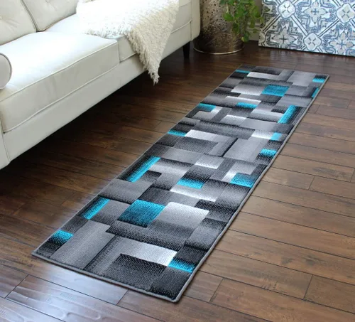 Miniatura 22 de Masada Rugs, Alfombra de Área Moderna Contemporánea, Azul Gris Negro (2 Pies X 3 Pies) Tapete