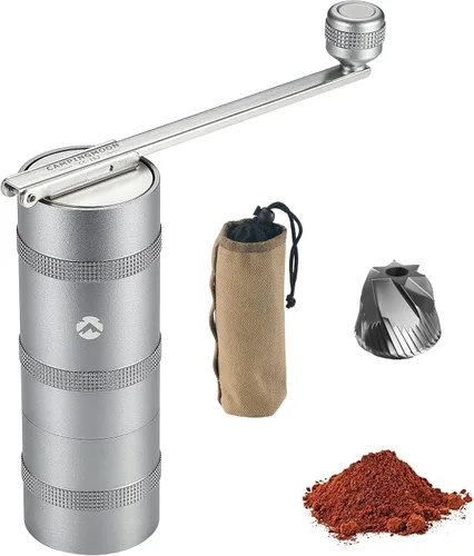 Miniatura 8 de CAMPINGMOON Molinillo de café manual portátil con mango plegable integrado, molinillo de mano CNC de acero inoxidable, molino cónico profesional