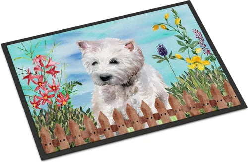 Miniatura 165 de Caroline's Treasures CK1311MAT Cavalier Spaniel Poinsettas - Felpudo de 18 x 27 pulgadas, tapete para puerta delantera, interior y exterior