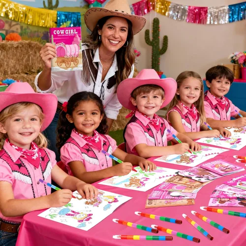 Miniatura 5 de BenLouis 24 piezas de mini libros para colorear de vaquera para niños, recuerdos de fiesta de chicas occidentales, pequeños libros de actividades a