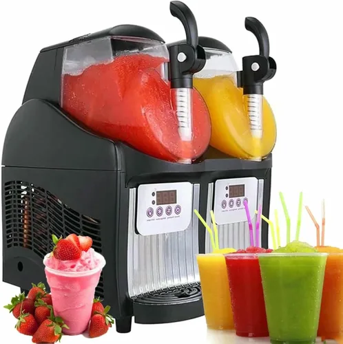 Máquina comercial del aguanieve del hielo, 2.5L Doble tanque Slush Slushy Juice Machine, 5L jugo hielo mezcla bebidas de enfriamiento Smoothie