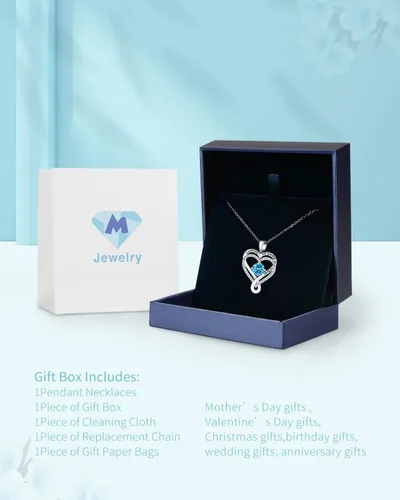 Miniatura 5 de Jewelry for Women Wife Infinity Heart Birthstone I Love You Necklace S925 Anniversary Women Necklaces for Her Wife Birthday Gift Ideas, Birthday