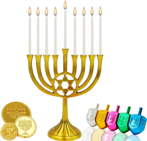 Miniatura 3 de The Dreidel Company Velas Blancas de Hanukkah con Diseño de Jerusalén Menorá Velas de Chanukah, 44 para las 8 Noches de Chanukah