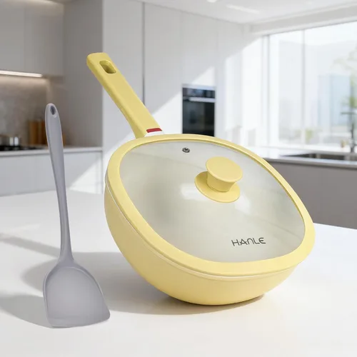 Sartén antiadherente de cerámica de 9.8 pulgadas (3.2 QT) con tapa, sartenes de aluminio fundido para freír en profundidad, sartén de fondo plano