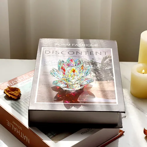Miniatura 5 de OwnMy Figuras de flor de loto de cristal brillante de 3 pulgadas, adorno decorativo de flor de loto, decoración de loto Feng Shui, pisapapeles