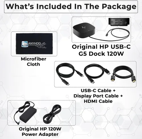 Miniatura 2 de Estación de acoplamiento HP para laptop con monitor dual y paquete de carga - HP Dock 5TW10AA / 5TW10UT / 5TW10AA#ABB con adaptador de 120W + cable