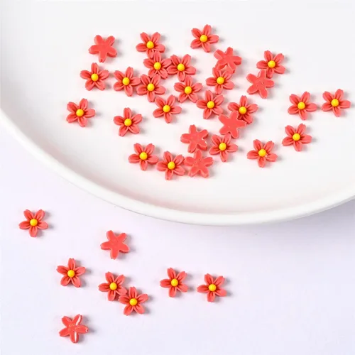 Miniatura 11 de Czsycdsf 100 mini flores de resina de 0.28 pulgadas (0.276 in), botones de flores de espalda plana 3D, adornos de flores de resina para Café profundo