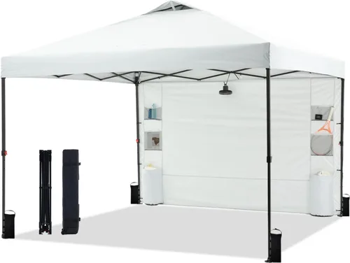 Miniatura 15 de Tunbne - Toldo desplegable de 10 x 10 pies con 1 pared lateral y 6 bolsillos, instalación de un solo empuje, tienda de sombra instantánea con techo