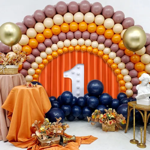 Miniatura 5 de Hiasan Cortinas de fondo naranja para fiestas, cortinas de fondo de fotografía de poliéster para reuniones familiares, decoraciones de boda, 5 x 7