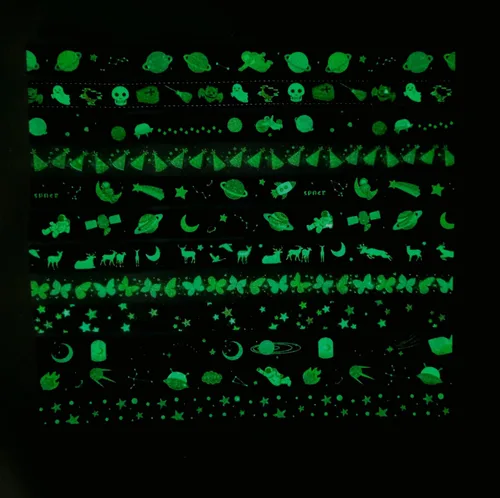 Miniatura 6 de Luminous Galaxy Washi - Juego de 12 rollos de cintas adhesivas decorativas que brillan en la oscuridad para artes, manualidades, diarios, Galaxia