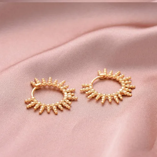 Miniatura 4 de VACRONA - Aretes tipo arracada de aro para mujer, chapados en oro de 14 quilates, diseño de Huggie