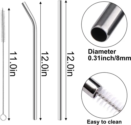Miniatura 2 de AIERSA Pajitas de metal para repuesto de vaso de 40 onzas, popote de acero inoxidable reutilizable de 12 pulgadas compatible con Stanley Cup, 6