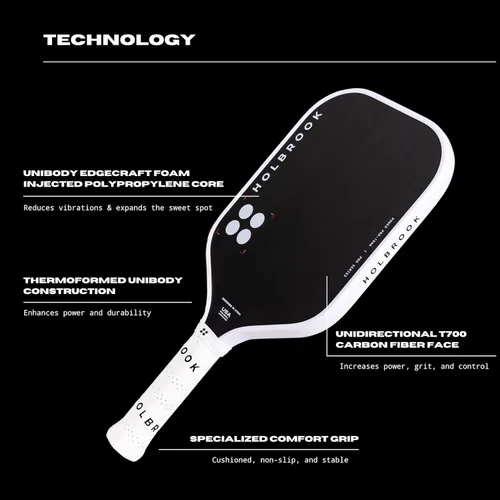 Miniatura 8 de Holbrook Power Pro E Pickleta de pickleball alargada: aprobada por USAPA, superficie de fibra de carbono, potencia, control, giro, núcleo de espuma