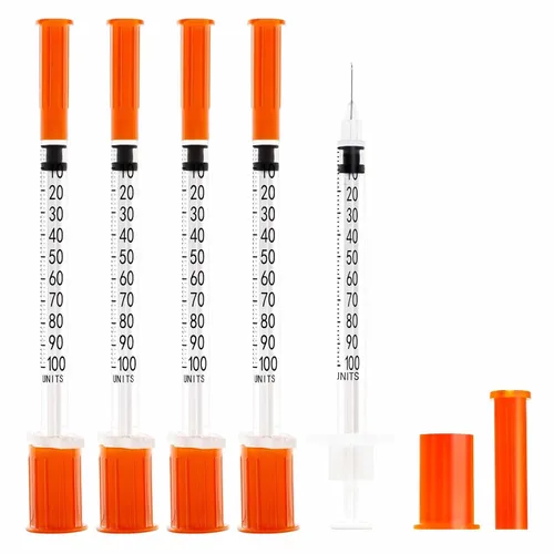Miniatura 6 de Jeringa de 1 ml con tapa 31G de 1/4 pulgada 6 mm, paquete de 100, jeringas desechables de 1 cc 31 calibre en paquete individual