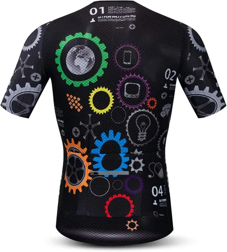 Miniatura 2 de JPOJPO Maillot de ciclismo para hombre, camisetas de ciclismo S-3XL, poliéster, cremallera reflectante, 4 bolsillos
