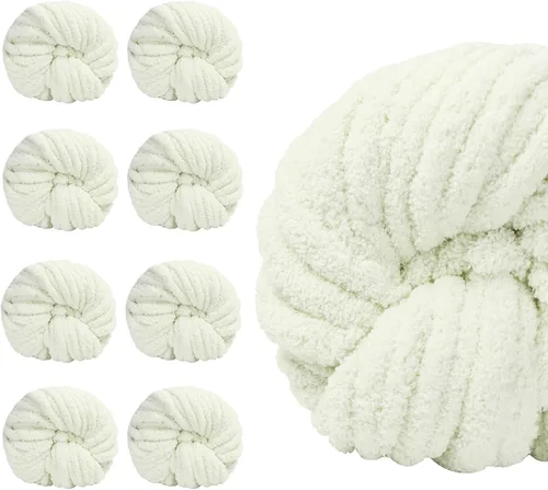 Miniatura 10 de SUNTQ Paquete de 8 hilos gruesos surtidos, hilo esponjoso de felpilla gruesa y voluminosa para tejer a ganchillo, tejer a mano, tejer con el brazo