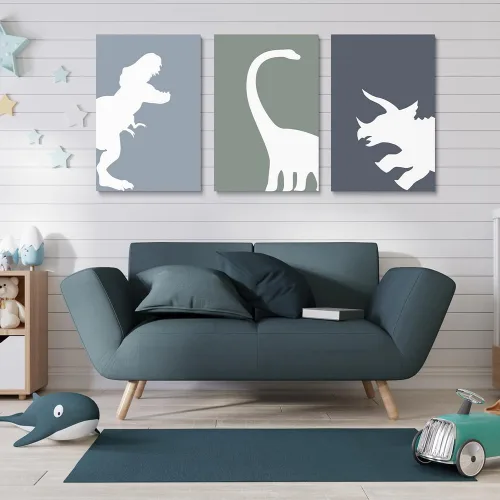 Miniatura 3 de GUBIYU Juego de 3 carteles artísticos con diseño de dinosaurio T-Rex, para habitación de niños, impresión de animales para guardería, decoración
