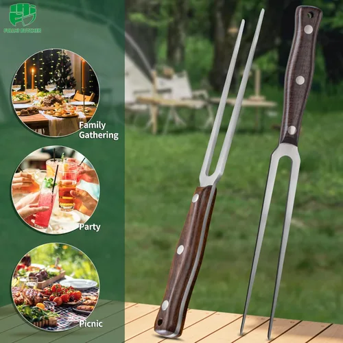 Miniatura 8 de FULLHI Juego de 17 piezas de cuchillos de carnicero y chef, incluye funda, cuchillo de cocina de acero de alto carbono, espiga completa, cuchillo