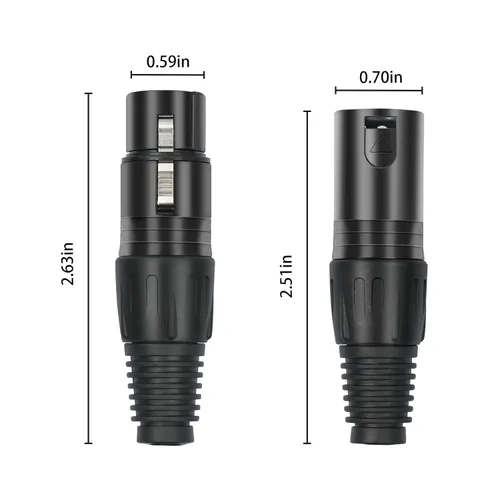 Miniatura 5 de Paquete de 10 conectores XLR, 5 pares XLR de 3 pines macho/hembra, conector de cable de micrófono de audio, conector de audio, 3 pines XLR, extremos