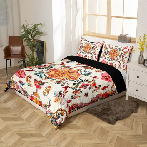 Miniatura 2 de Erosebridal Funda de edredón floral exótica tamaño Queen, juego de ropa de cama bohemio, funda de edredón tribal exótica floral bohemia, flores