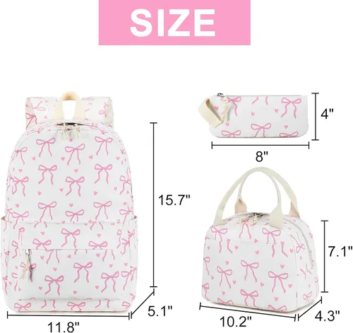 Miniatura 12 de LOIDOU Mochila para adolescentes y niñas, mochila escolar con lonchera y estuche para lápices, juego de bolsas escolares 3 en 1