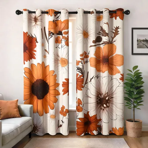 XWZO Cortinas opacas florales bohemias para dormitorio, cortinas vintage con estampado botánico de mediados de siglo, cortina negra de 84 pulgadas