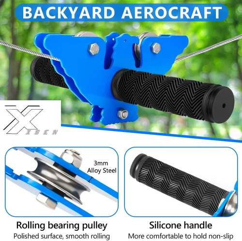 Miniatura 2 de X XBEN Kits de tirolesa para patio trasero, tirolesas para niños y adultos, incluye asiento de columpio, freno de tirolesa y carrito de acero