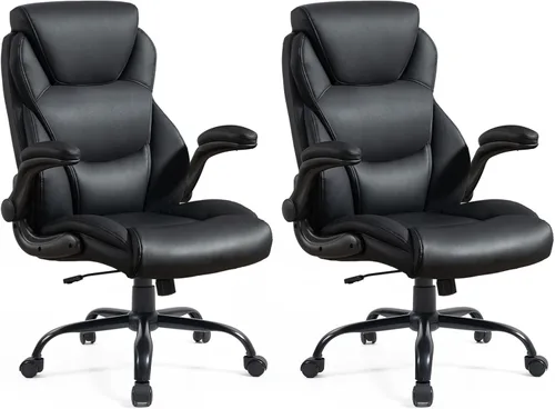 Miniatura 2 de Brage Living Silla de Oficina Grande y Alta de 400 LBS, Silla de Escritorio Ejecutiva de Cuero con Brazos Abatibles Acolchados, Silla de Computadora