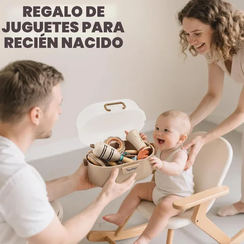 Miniatura 8 de Juego de sonajeros y mordedores para bebés de 0 a 6 meses, juguetes de dentición de 3 a 6 meses, juguetes sensoriales con texturas suaves, sonidos