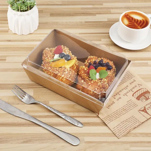 Miniatura 3 de ReliThick Paquete de 50 Cajas de Charcutería de 8x6 pulgadas con Tapas Transparentes Recipientes Grandes de Papel Desechables para Alimentos