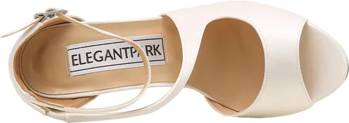 Miniatura 4 de ElegantPark, zapatos de taco alto con tobillera y hebillas de satén para mujer. Sandalias para fiestas de tarde o graduación