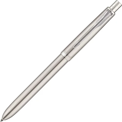PARKER S111306720 Bolígrafo multifuncional, acero inoxidable CT, bolígrafo 3 en 1, 2 colores (rojo y negro) y lápiz mecánico, caja de regalo,
