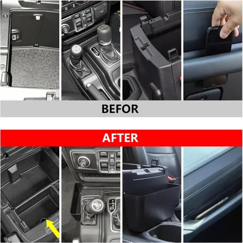 Miniatura 8 de Caja de almacenamiento organizadora de consola central de 4 piezas para Jeep Wrangler JL JLU y Gladiator JT, organizador de bandeja de consola