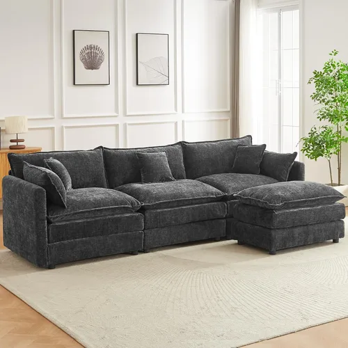 Miniatura 22 de Sofá modular seccional, juego de sofá en forma de L de 77 pulgadas con reposabrazos, cómodos sofás de nube de 2 plazas para sala de estar