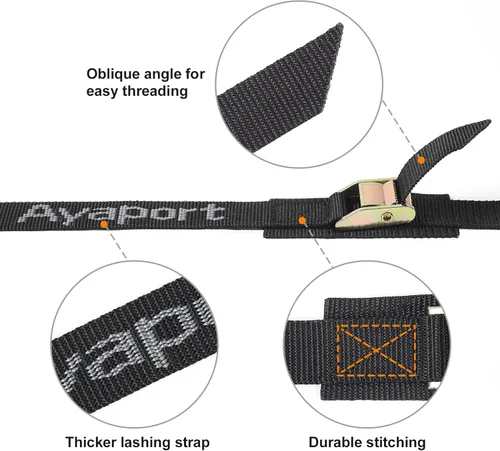 Miniatura 2 de Ayaport Correas de amarre con hebilla de leva, correas de amarre de 2200 libras de resistencia a la rotura, correa resistente para portaequipajes