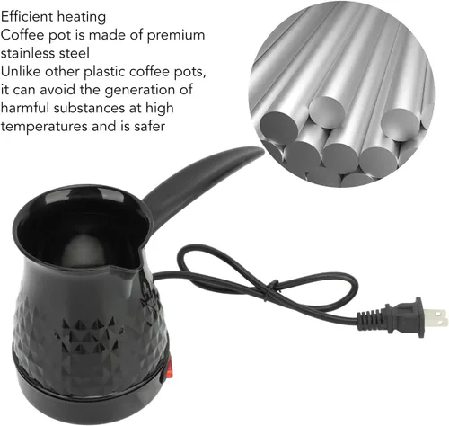 Miniatura 2 de Ejoyous Ejoyous0aeqg3zn5u - Cafetera eléctrica de acero inoxidable de 20.3 fl oz con mango extraíble para el hogar y los viajes, hervidores