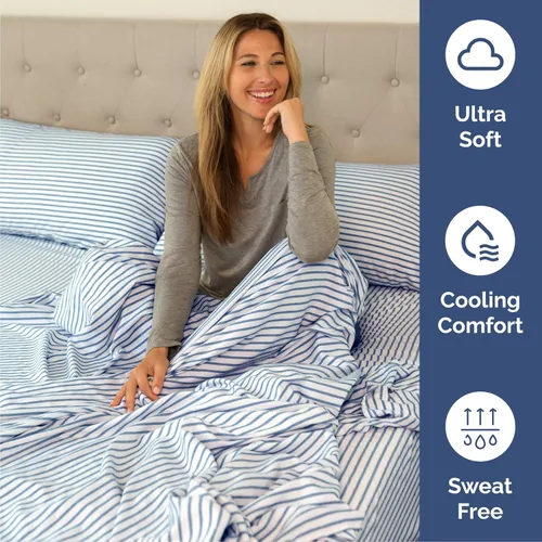 Miniatura 4 de Juego de sábanas de 4 piezas tamaño Cal King, cómodo, transpirable y refrescante, ropa de cama de lujo de hotel para mujeres, hombres, niños, 43