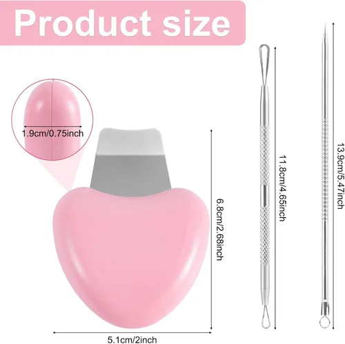 Miniatura 2 de Espátula facial para limpiar la piel, raspador de espinillas, pala de acero inoxidable, kit de herramientas para eliminar puntos negros, agujas