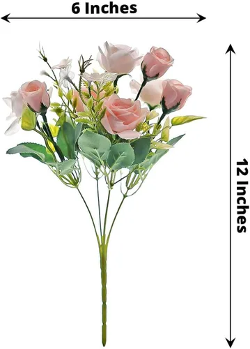 Miniatura 3 de Tableclothsfactory 4 arbustos Ramo de novia de seda artificial de 12 pulgadas, color oro rosa, flores sintéticas