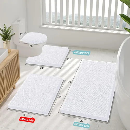 Miniatura 2 de Smiry Juego de 2 alfombras de baño, felpilla suave y absorbente, lavable a máquina, antideslizantes, para bañera, ducha y suelo