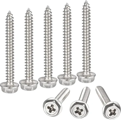 Miniatura 17 de uxcell Phillips - Tornillos autorroscantes para arandela hexagonal, M6 x 0.984 in, acero inoxidable 304, brida hexagonal, 25 piezas