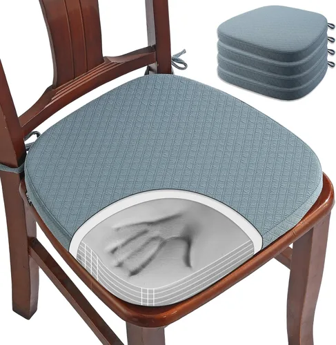 Miniatura 27 de BUYUE Cojines de Espuma Viscoelástica de Lujo para Sillas, Paquete de 6, Jacquard 16" en Forma de U, Cojines Cómodos para Sillas de Comedor, Borgoña