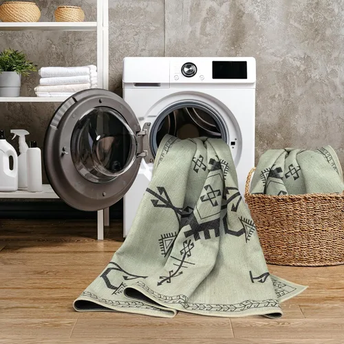 Miniatura 4 de GLN Rugs Bohemian - Alfombra de pasillo lavable a máquina, bohemio, lavable, antideslizante, de pelo bajo, alfombra de felpilla para pasillo