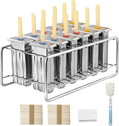 Miniatura 8 de Stainless Steel Popsicle Molds Set with Holder, Reusable Ice Pop Maker, Ice Lolly Molds, Fast Freezing, Multi-Pack Options with Sticks & Storage Bags