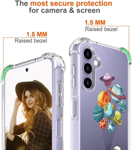 Miniatura 4 de Hungo Funda compatible con Samsung Galaxy S25 Plus/S24 Plus, diseño transparente, diseño femenino de piel femenina S24+ S25+ de astronauta