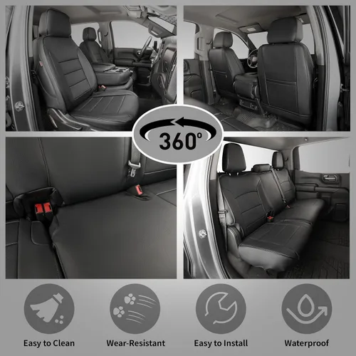 Miniatura 7 de EKR Fundas para Asientos Silverado de Ajuste Personalizado para (Cabina Doble) 2014 2015 2016 2017 2018 Chevrolet Silverado 1500 & HD 2500/3500