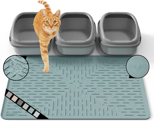 Miniatura 11 de OHMO Alfombrilla Grande para Arena de Gatos Alfombrilla de Captura Premium Goma de Silicona 31.5 x 23.6 pulgadas Gris Ceniza, Alfombrilla para Caja